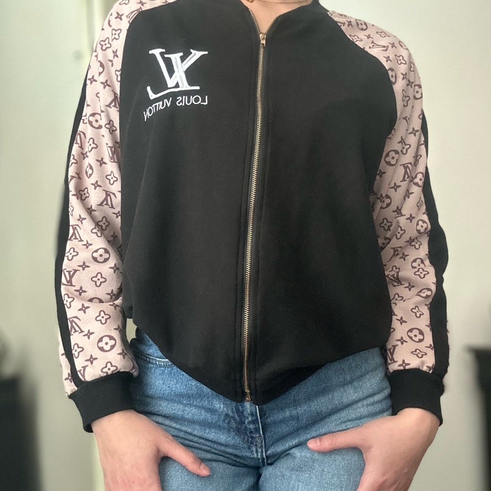 Faux Louis Vuitton Black and Pink Women's Jacket